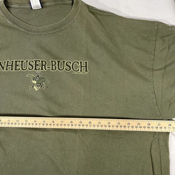 VINTAGE ANHEUSER BUSCH SHIRT MENS 2XL OLIVE GREEN DOUBLE SIDED 2004 Y2K BEER TEE - Picture 11 of 12